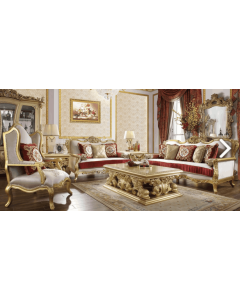 Curves and Carvings Antique Gold Royal Juhu Sofa Set - C&C SOF0110