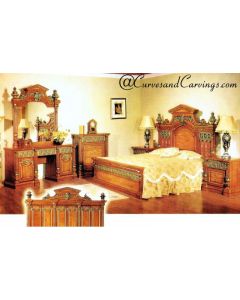 Curves & Carvings Antique Teak Wood Rajkot Bed - Bedroom Set BED0314