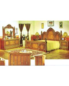 Curves & Carvings Teak Wood Hyderabad Antique Royal Bed - Bedroom Set BED0331