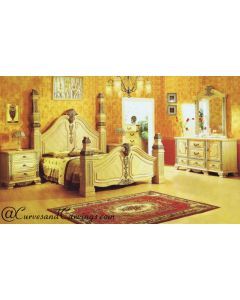Curves & Carvings Classic French White Bed - Bedroom Set BED0335