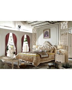 Curves & Carvings Mussoorie Victorian Classic White Bed - C&C BED0417