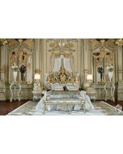 Curves & Carvings Victorian Classic Golden Antique Bed - C&C BED0118