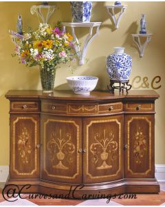 Curves & Carvings Classic Wooden Inlay Cabinet - C&C CAB0071