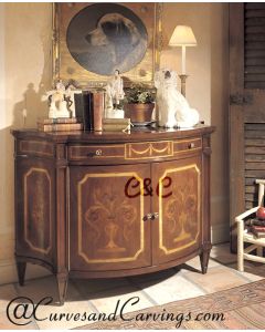 Curves & Carvings Antique Wooden Inlay Cabinet - C&C CAB0080