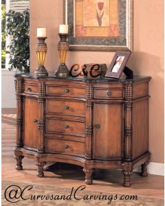 Curves & Carvings Colonial Chest of Drawers - C&C CAB0097
