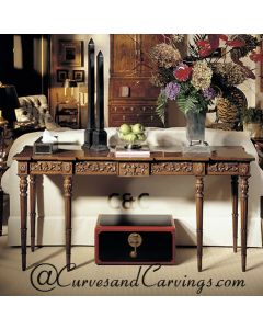 Curves & Carvings Antique Teak Wood British Console Table - C&C CON0022