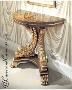 Curves & Carvings Classic Teak Wood Calcutta Fish Console Table - C&C CON0047