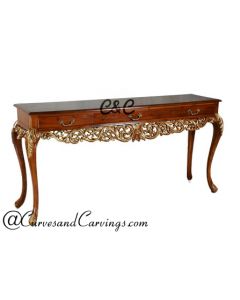 Curves & Carvings Teak Wood Classic Console Table - C&C CON0103
