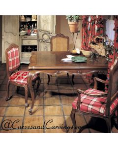 Curves & Carvings Teak Antique Classic Dining Table Set - C&C DTC0017