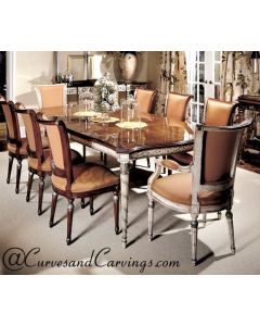 Curves & Carvings Teak Wood French Dining Table Set - C&C DTC0019
