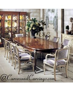 Curves & Carvings Classic Teak Wood French Dining Table- C&C DTC0041