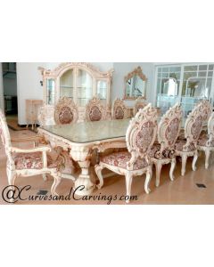 Curves & Carvings Classic White and Gold Dubai Dining Table- C&C DTC0083