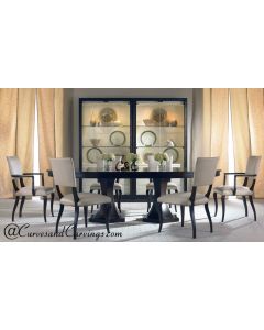 Curves & Carvings Premium Walnut Modern Dining Table Set - C&C DTC0087