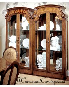 Curves & Carvings Classic Colonial Crockery Display Cabinet - C&C DU0044