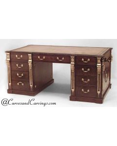 Curves & Carvings Teak Wood Classic Office Table - C&C STUDY0014