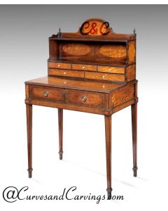 Curves & Carvings French Classic Vintage Study Table - C&C STUDY0017
