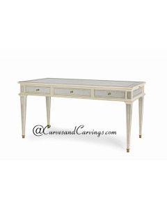 Curves & Carvings Teak Wood Distressed Goa Study Table - C&C STUDY0023