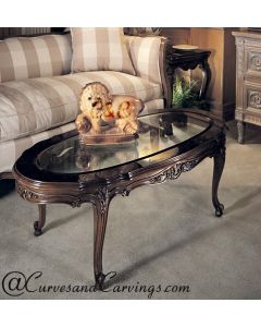 Curves & Carvings Classic Teak Wood Oval Table - C&C TAB0032