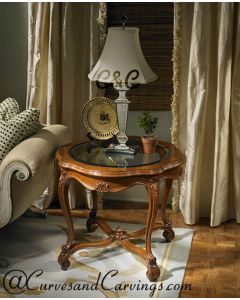 Curves & Carvings Teak Wood Colonial Side Table - C&C TAB0049