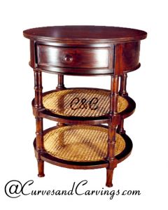 Curves & Carvings Classic Rattan Round Table - C&C TAB0080
