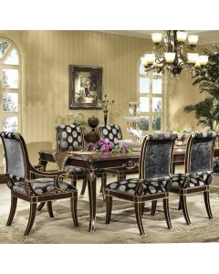 Curves and Carvings Classic Golden Royal Dining Table Set 0721