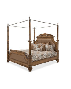 Curves & Carvings Classic Teak Wood Indore Four Poster Bed - C&C BED0195