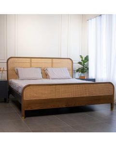 Curves & Carvings Classic Teak Wood Colonial Rattan Bed - C&C BED0184