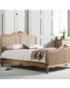 Curves & Carvings Classic Teak Wood Rattan Bed - C&C BED0627