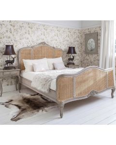 Curves & Carvings Chennai Classic Grey Rattan Bed - C&C BED0459