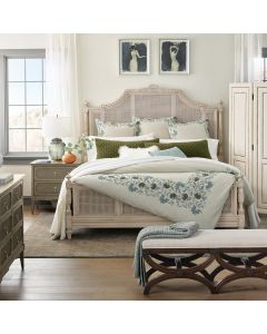 Curves & Carvings Classic Distressed Beige Rattan Bed - C&C BED0456