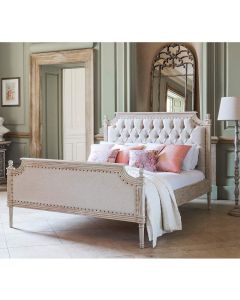 Curves & Carvings French Bengaluru Distressed White Bed - C&C BED0458