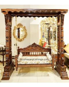 Curves and Carvings Royal Classic Teak wood swing 0001