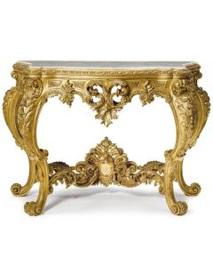 Curves and Carvings Antique Royal Gold Console 0131