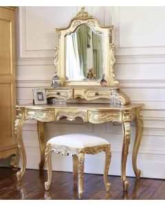 Curves and Carvings Teak Wood Classic Dresser Mirror 0002