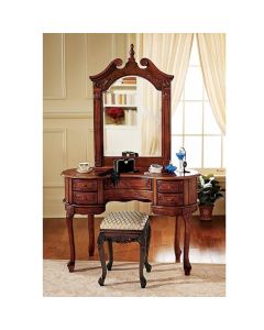 Curves and Carvings Classic Teak wood Colonial Dresser Mirror 0003