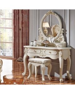 Curves and Carvings Classic White Dresser Mirror 0015