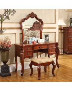 Curves and Carvings Classic Teak wood Colonial Dresser Mirror 0003