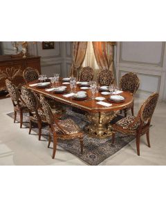 Curves and Carvings Classic Golden Royal Dining Table Set 0721