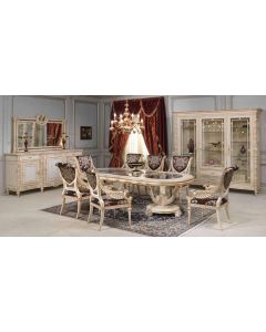 Curves and Carvings Classic Golden Royal Dining Table Set 0721