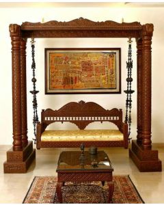 Curves and Carvings Royal Classic Teak wood swing 0002