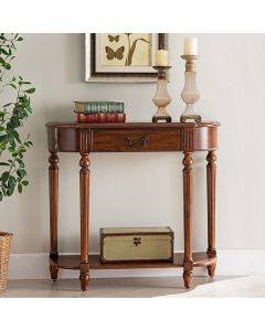 Curves and Carvings Teak Wood Victorian Classic Console 0137