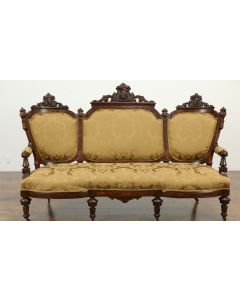 Curves & Carvings Antique Teak Wood Hyderabad Sofa 0108