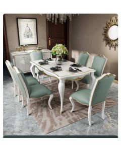 Curves and Carvings Classic Golden Royal Dining Table Set 0721