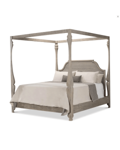 Curves & Carvings French Vintage Distress White Bengaluru Four Poster Bed - C&C BED0182
