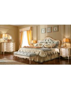 Curves & Carvings French Vintage White Mumbai Bed - C&C Bedroom Set 0190