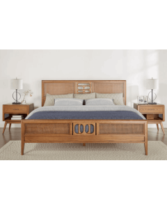 Curves & Carvings Goa Classic Teak Wood Rattan Bed - C&C BED0470