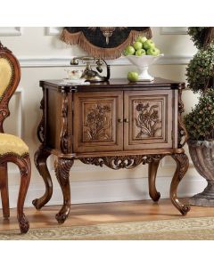 Curves and Carvings Teak Wood Victorian Classic Console 0137