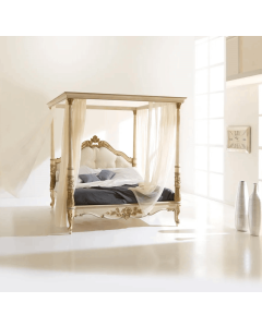 Curves & Carvings Neo-Classic White Worli Four Poster Bed - C&C BED0177