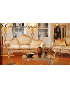 Curves & Carvings Classic Antique Gold Gurgaon Sofa - C&C SOF0055