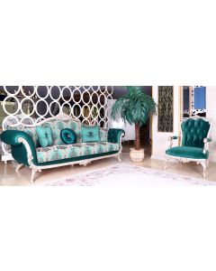 Curves & Carvings Teak wood Vintage White Hyderabad Sofa - C&C SOF0522